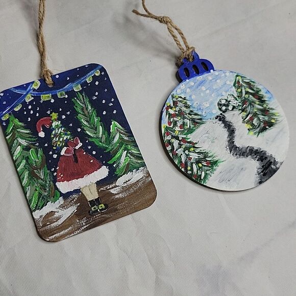 Set of 2 Handpainted Christmas Ornaments - Picture 2 of 3